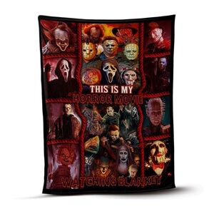 Horror Movie Watching Blanket - Red and Black Fleece